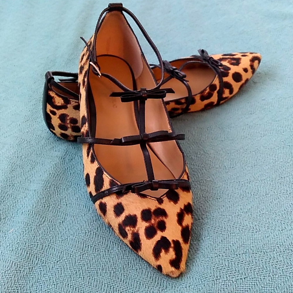 Calf-Hair Animal Print Strappy Flats